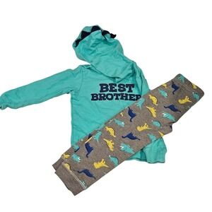 HTF Best Brother Dinosaur Hoodie‎ and Pants Set Carters Toddler Boys Size 4T